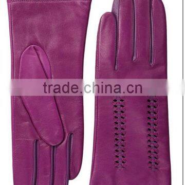 Womens purple churidar stiching designs leather gloves