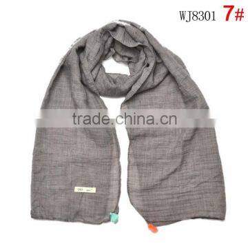 Wholesale Fashion Classic Tassel Style Kids Boys Girls Cotton Solid Plain Scarf photo-4