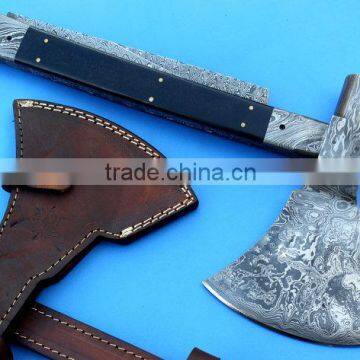 Custom Handmade Damascus Axe Fulfilling Several Functions- Axe Knife Saw Hammer / Camping / Hunting photo-3
