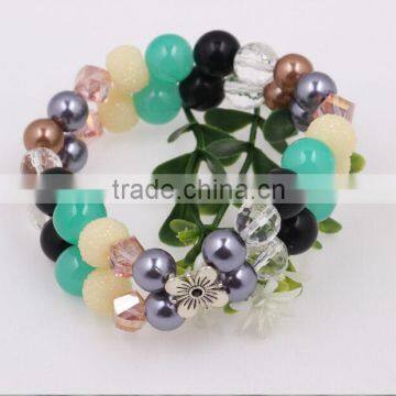 Fashion Style Double Row Pearl Bracelet Crystal Beads Bracelet