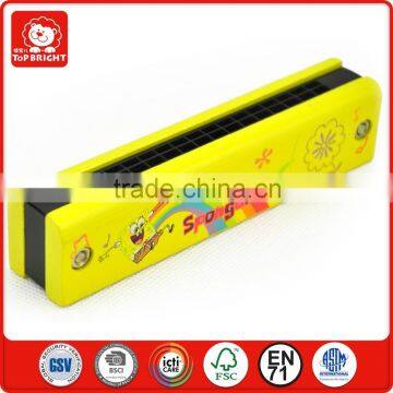 24 months children use yellow colour music toy good harmonica making factory eductional toys teawood organ