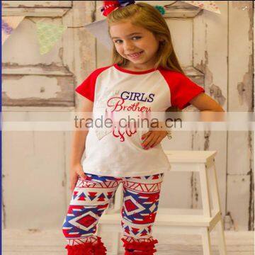 Newest Patriotic outfits fashion children clothes set hot sale 4th of july girls outfits