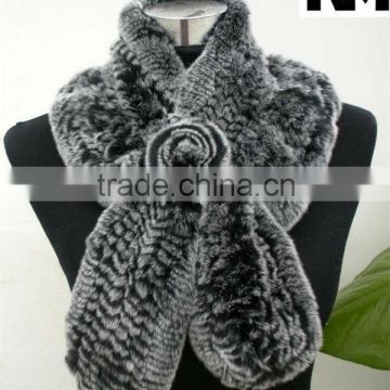 100% Knitted Rex Rabbit Fur Scarf in high quality