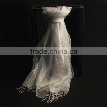 Custom Design Fashionable Metal Style Double-layer Organza Fabric Colorful Silk Scarf ,silk Shawl Women Made in China Wholesale Supplier's Choice photo-6