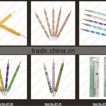 lowest price !!! New Fashion color Acrylic Handle Double End Nail Dotting Tool Kit ///dotting tools nail art pen #75278