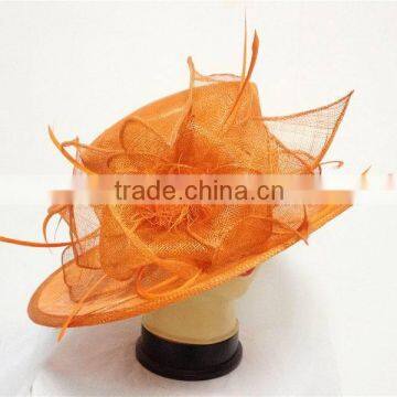 Orange sinamay hat/church hat/party hat in sale