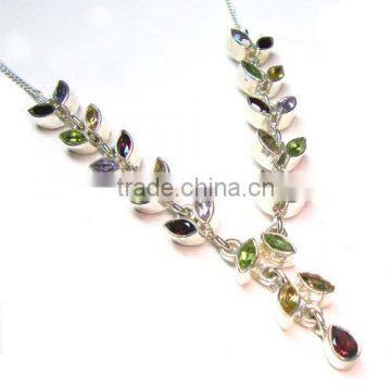 Silver necklace 925 sterling silver jewellery color stone necklace Indian semi precious gemstone jewelry Ebay silver necklace