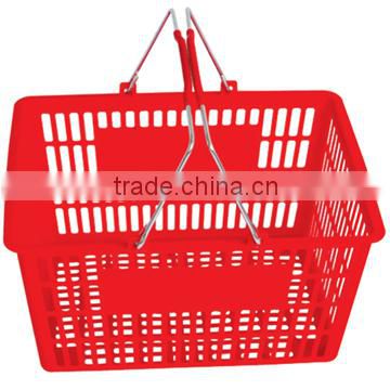 Popular small plastic shopping basket with metal handle