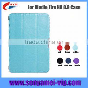 Wholesale Folio PU leather for kindle fire HD 8.9 case, Fold Cover with Stand for kindle 8.9 inch