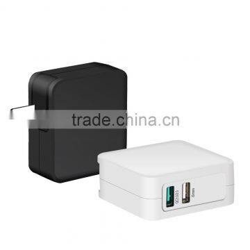 Good quality 5V 2.4A Dual USB QC2.0 or QC3.0 with IC Smart USB wall Charger with EU US UK Plug