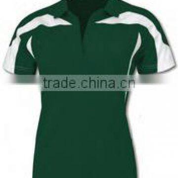 100% Polyester Green Rugby Shirt/Jersey with White Panels