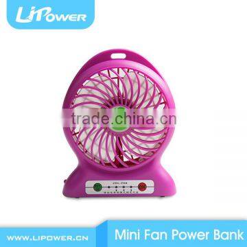 2015 Special Christmas gift USB Mini Fan power bank for cellphone