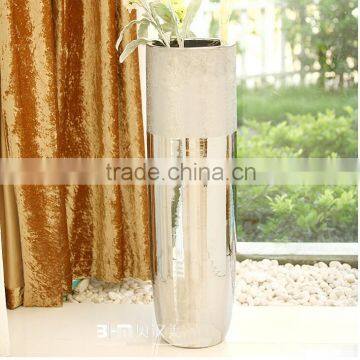 Hot sell luxury modern floor silver colored vases for hotel deco