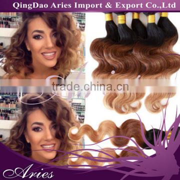 6A Ombre 3 tone Brazilian body wave human hair extensions 100g bundle,Beauty Colorful Brazilian virgin hair ombre weave