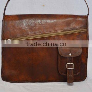 Real Goat Leather Vintage Messenger Shoulder Bag Camera Bag Laptop Satchel Sling Bag