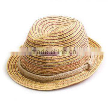 Fedora straw caps with braided rope casual style striped hats