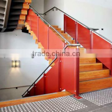 Red glass handrail with AS/NZS 2208:1996 and EN12150 certificate