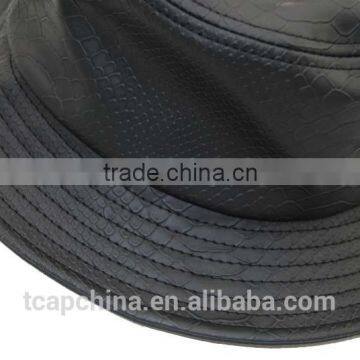 Custom Black Snake Leather Bucket Hat Wholesale photo-5