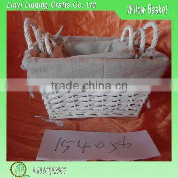 Cheap Handmade Willow Fabric Basket With Cloth Linner And Two Ear Handles