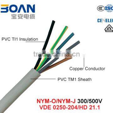 Nym Electric Wire 300/500V Cu/PVC/PVC Cable VDE 0250-204/HD 21.1