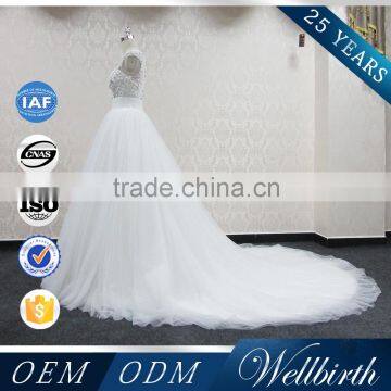 WD10 Hot Selling Senior Hand-made Beaded Bling Crystal White Wedding Dress photo-4