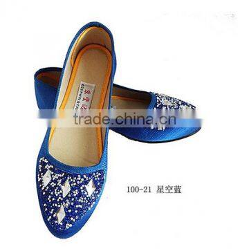 Blue set auger shoes diamond lady casual shoes