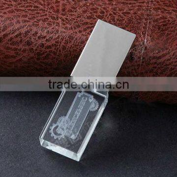 crystal/glasses covers with logo laser engraved inside usb 3.0 flash memory drives