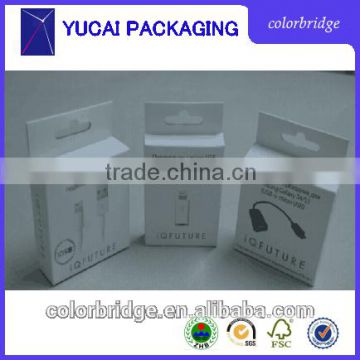 Custom Folding Paper Box With Hanger For Mobile Phone Usb Line Packing