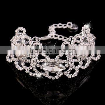 2015 Fashion alloy chain bangle with crystal/custom resin bracelets