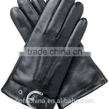 Ladies Leather Glove With Buckle- Black