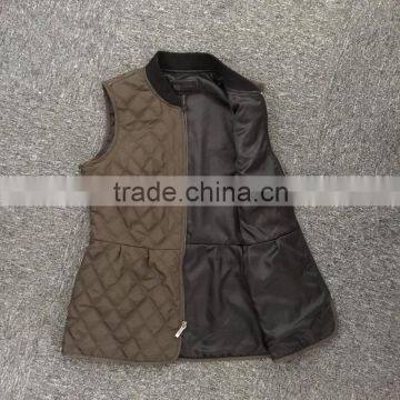 Women Elegant Slim Green Winter Vest