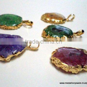 Solar Quartz Vermeil Plated Fashion Jewelry Druzy Pendants