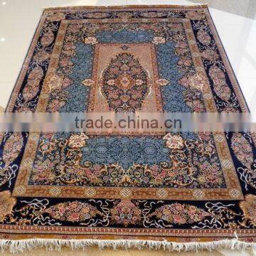 Unique blue pure silk carpet