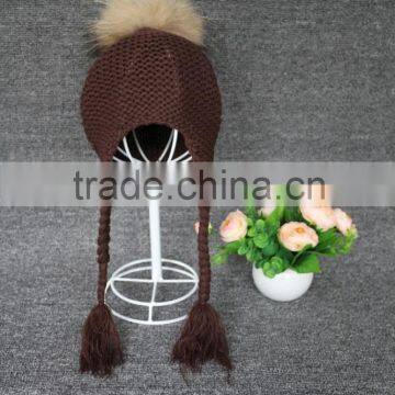 Fashion Winter Warm Lovely Pompom Beanie Earflap Children Beanie Cap Kids Knit Hat