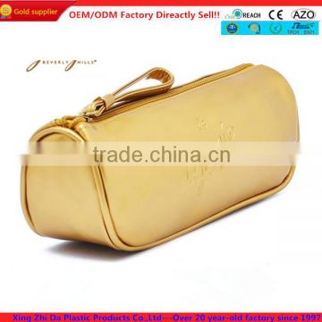 Gold PU leather cosmetic bag