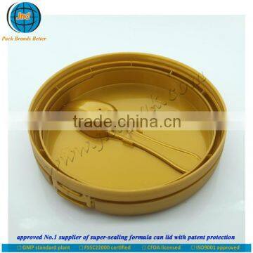 132mm creative plastic skim milk powder can closure with built-in scoop with FSSC 22000 certified by GMP standard plant