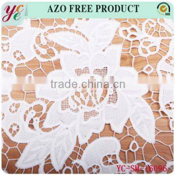 Pure White Bloom Pattern Hollow Woven Fabrics Embroidery Fabric for Wedding Dress photo-3