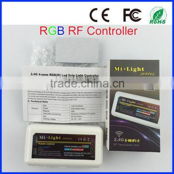 Input/output 12-24V 18A 2.4GHZ 4-zone control milight wireless intuitive CE RoHS touch screen led strip RF RGB controller