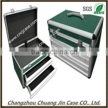 Green aluminum tool case,The aluminum drawer box