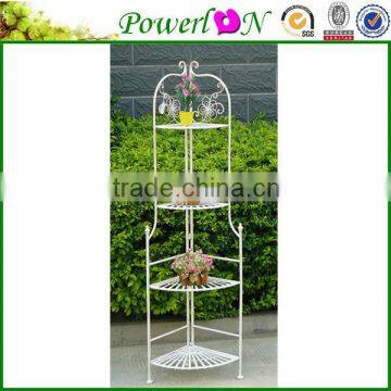 Decorative Wrought Iron Vintage Antirust 4 Tier Coner Garden Shelf