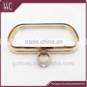 16.3x9.6cm Shiny Light Gold Classical Box Purse Frame With Diamond Ring Head photo-4