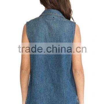 New Designer Sleeveless Denim Women Vest JXF032 photo-3