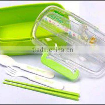 ABS+PP+AS Lunch Box With Fork ,chopsticks and Spoon .CMYK+White (Heat Transfer) photo-2