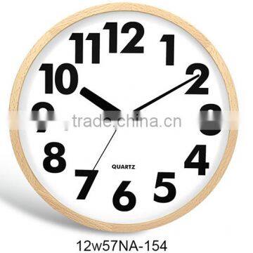 Natural wood round 12 inch wooden wall clock for gift and household items