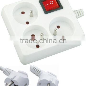 250V 13A French switch Socket 3 outlets with CE approved