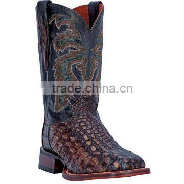 Decoratively stitched leather shaft western Caiman cowboy boots wholesale