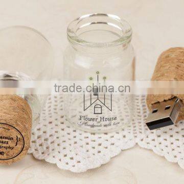 wholesale usb flash drives cheap Cork Bottle USB, Custom Logo Printed Glass Bottle USB 2.0 Flash Drive