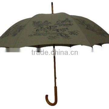 23"x8ribs golf straight wood umbrella with printing