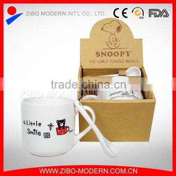 Advertising Ceramic Mug With Spoon LOGO Print Glazed Stoneware Coffee Mug