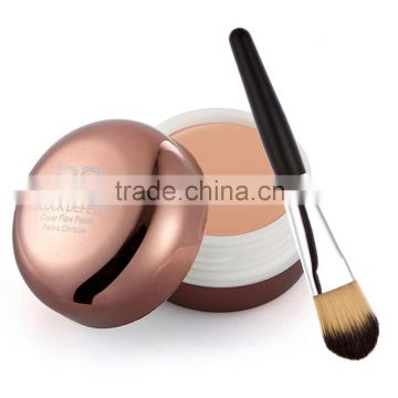 Face Concealer With Wooden Brush Moisten Block Defect Flaw Paste Makeup Set Cosmetic Women Beauty